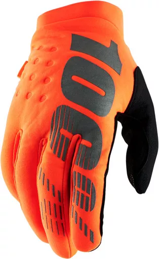 100% Brisker Youth Full Finger Gloves Fluro Orange
