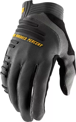 100% R-Core Full Finger Gloves Charcoal