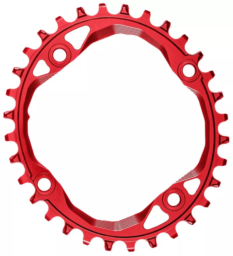 absoluteBLACK Oval 104 BCD Chainring - 32t 104 BCD 4-Bolt Narrow-Wide Red