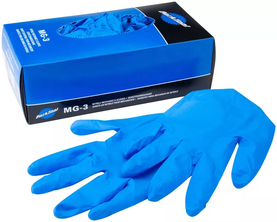 Park Tool MG-3 Nitrile Gloves Shop Gloves, Medium, Nitrile Gloves, Blue