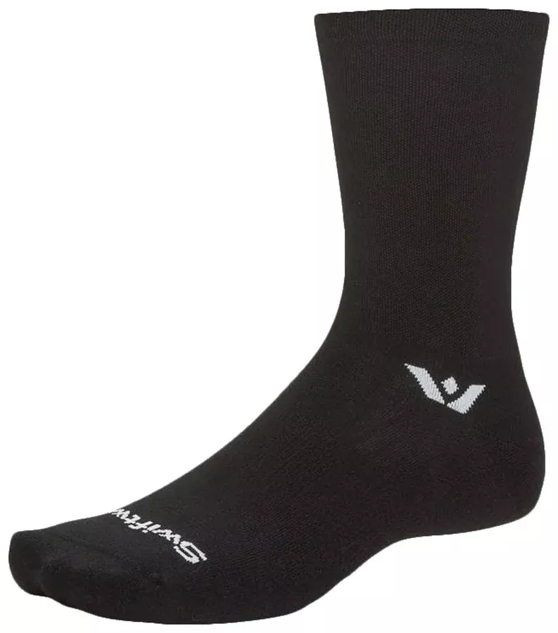 Swiftwick Aspire Quarter Crew Socks - Circuit Black Large