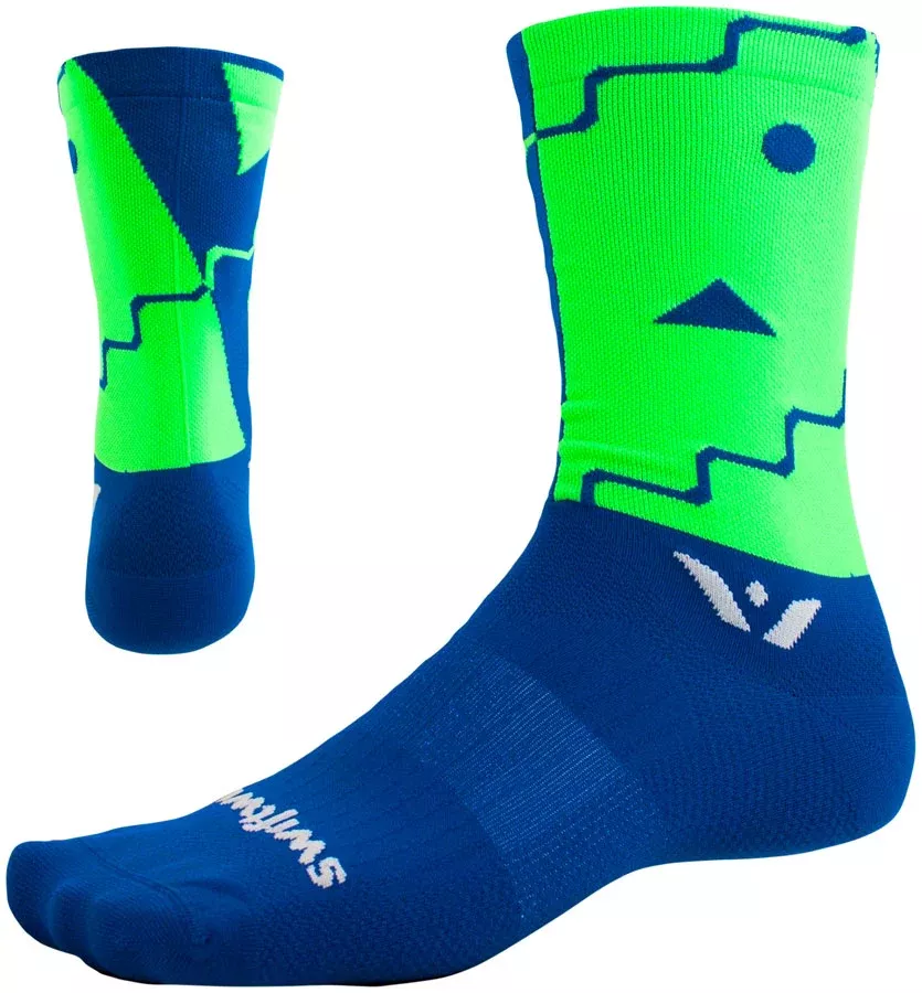 Swiftwick Vision Six Abstract Sock - 6" Blue Medium